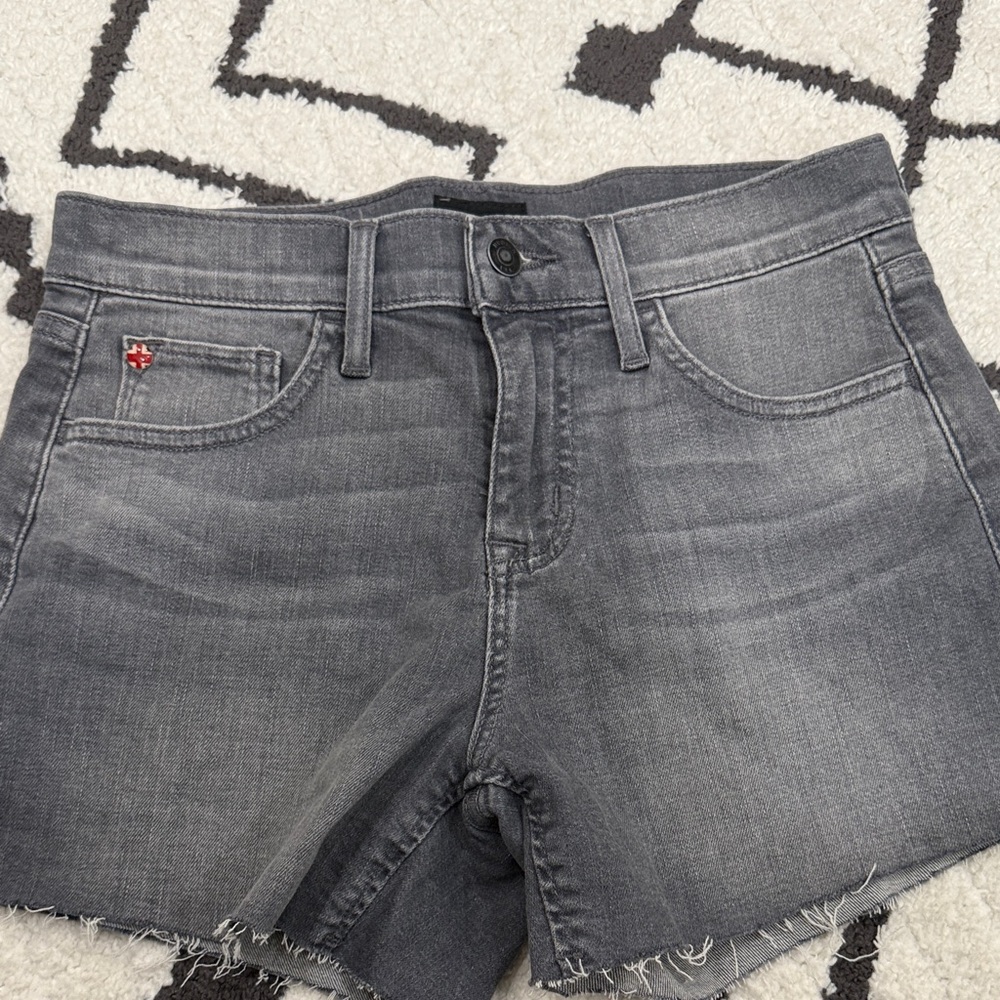 Hudson Gray Denim Shorts with Frayed Hem